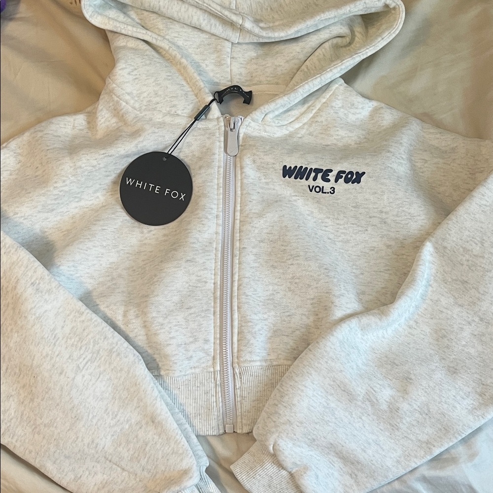 White Fox Boutique Light Heather Gray Kids Zip Hoodie
